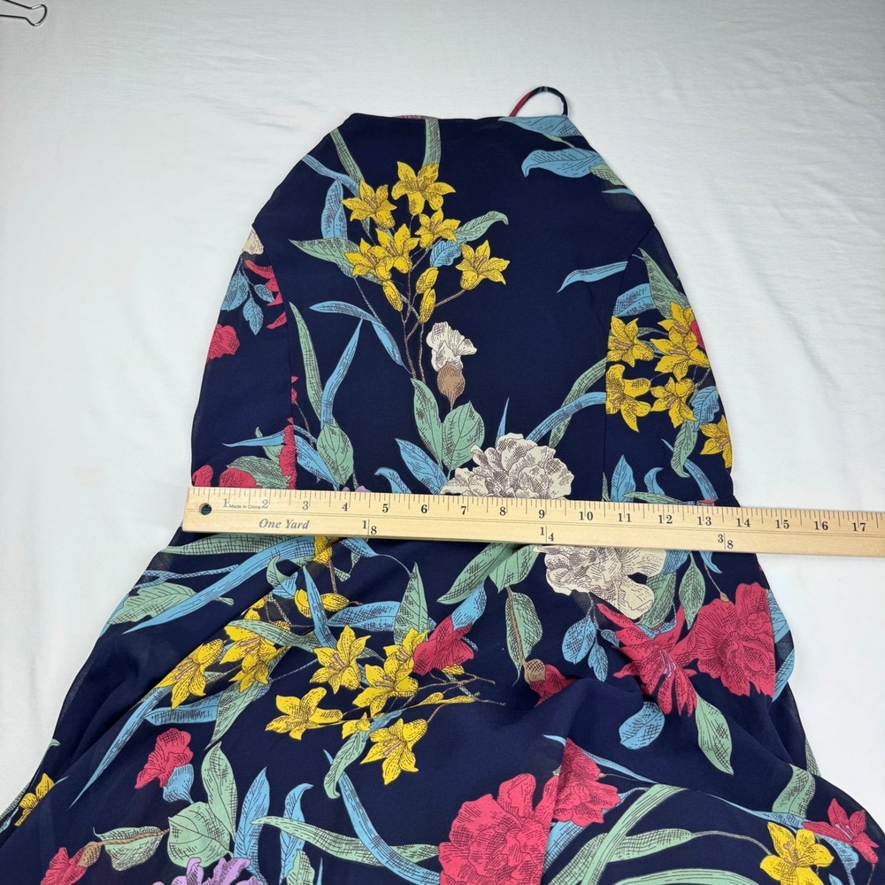 Lulus Blue Floral Halter Maxi Dress L Open Back Wedding Whimsigoth Dark Fairy - Picture 5 of 15